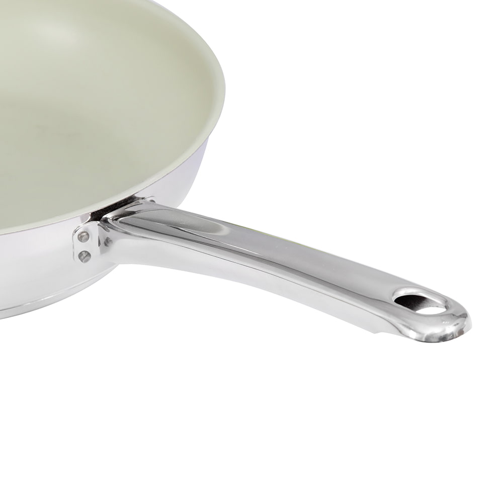 24X4.5cm Olive Green Food Safety Coated  Stainless Steel 304 Frying Pan JY-2445L