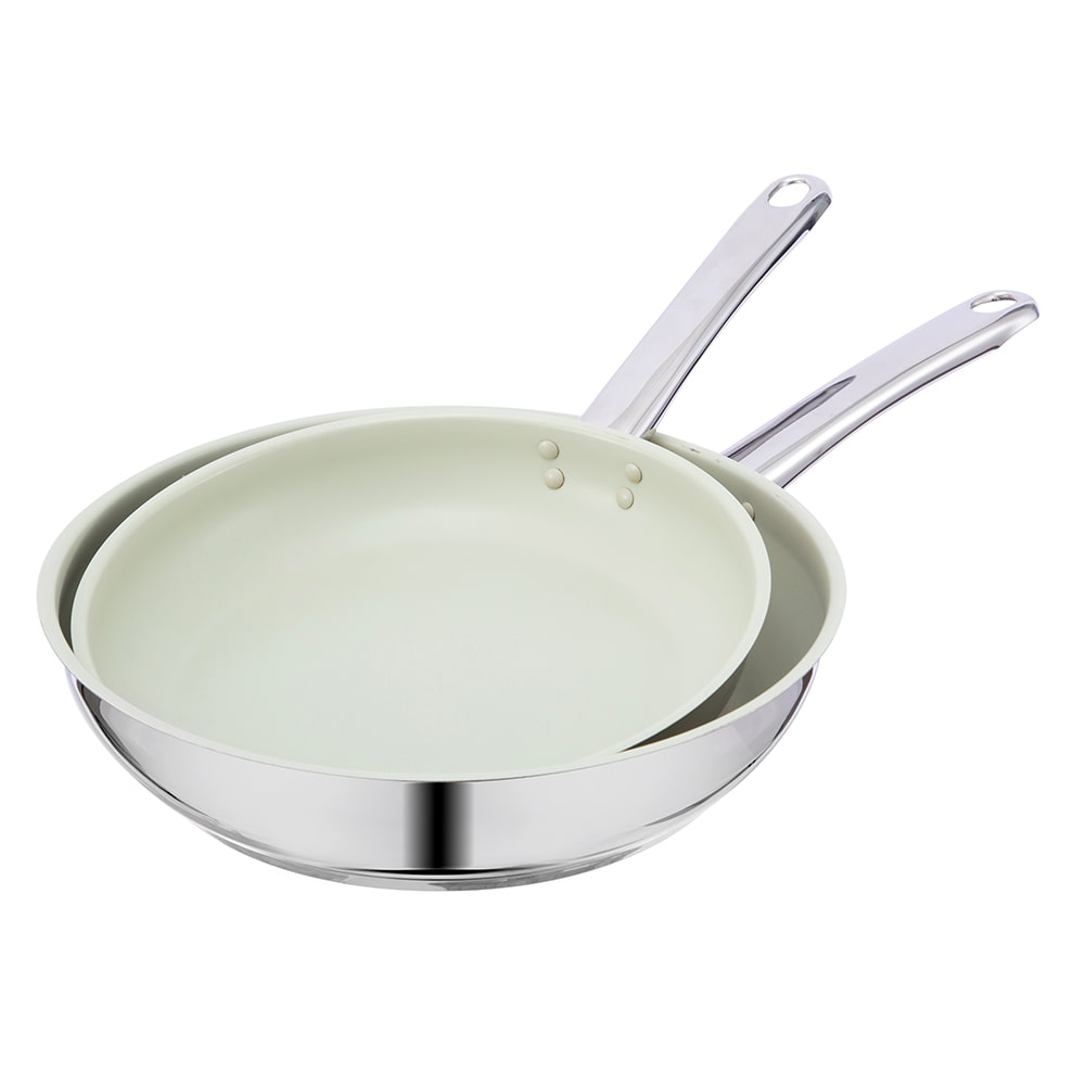 28*6cm Olive Green Food Safety Coated SUS304 Non-stick Frying Pan JY-2806L