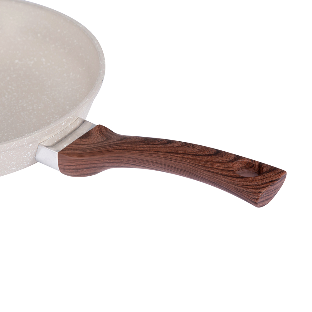 24X5CM white medicinal stone coating  Aluminum frying pan with glass lid DB-2405B