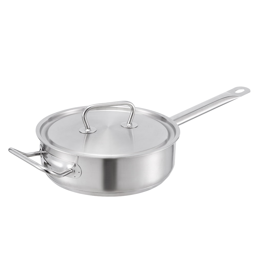 24*7cm durable long handle flat frying pan with stainless steel lid JY-2407DGB