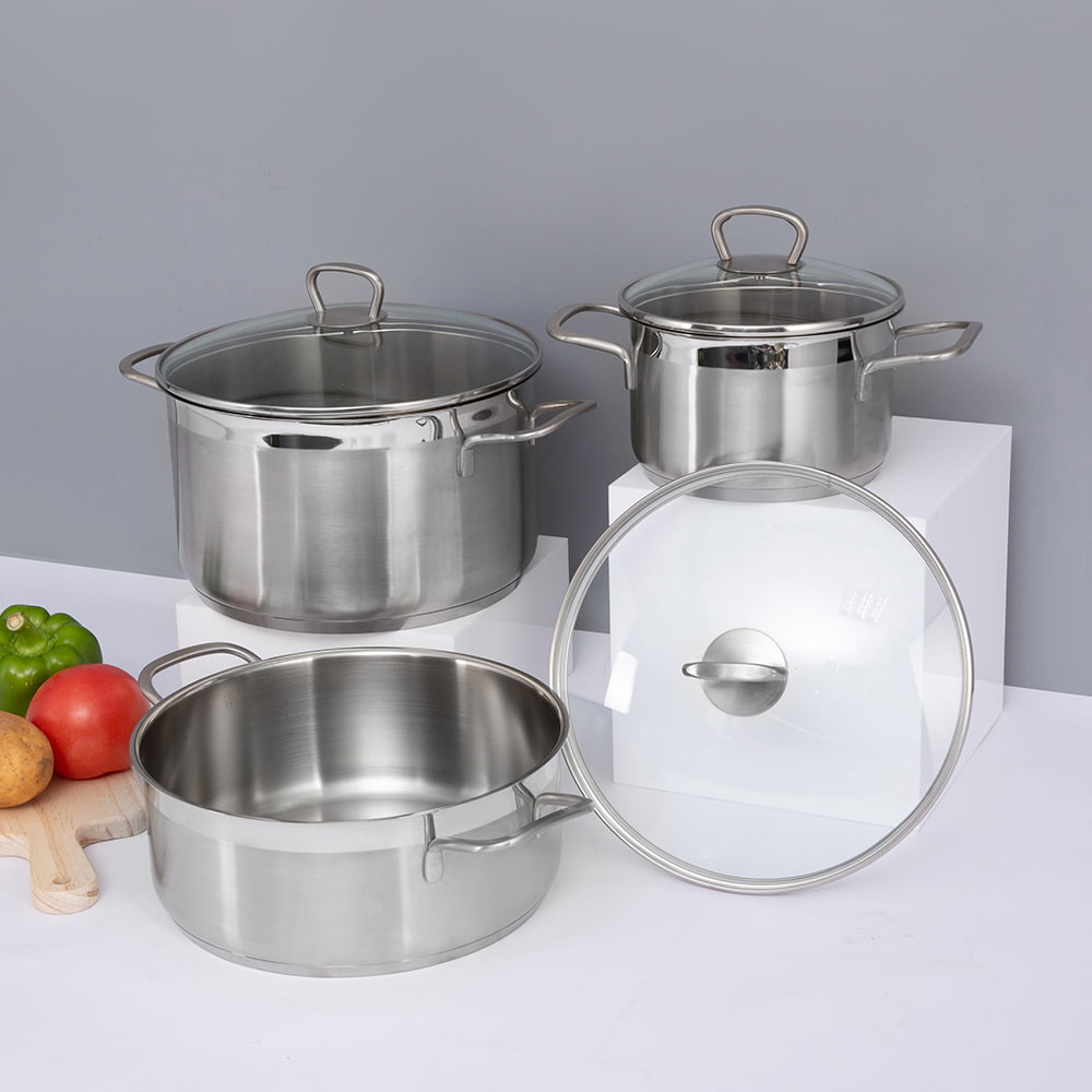 24*10CM Glass lid double side handle stockpot JY-2410ST