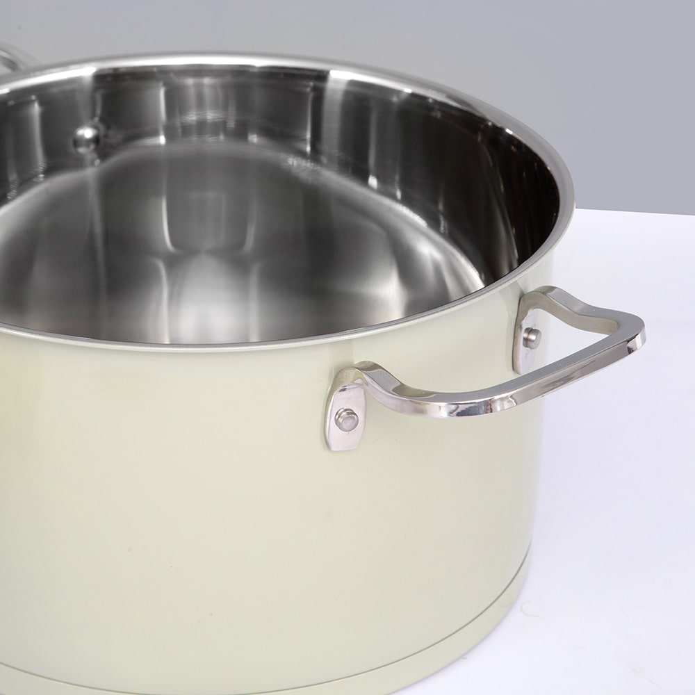 24X14cm Olive Green Food Safety Coated  Stainless Steel 304 Stockpot JY-2414L