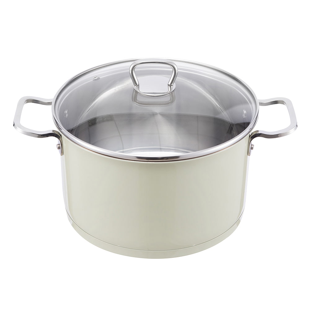 24X14cm Olive Green Food Safety Coated  Stainless Steel 304 Stockpot JY-2414L