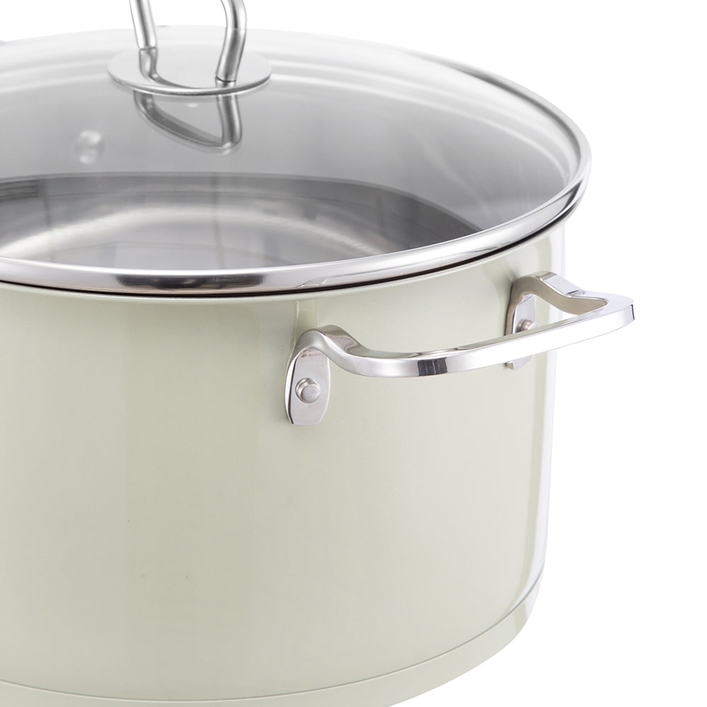 24X14cm Olive Green Food Safety Coated  Stainless Steel 304 Stockpot JY-2414L