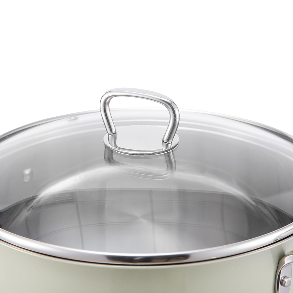 24X14cm Olive Green Food Safety Coated  Stainless Steel 304 Stockpot JY-2414L