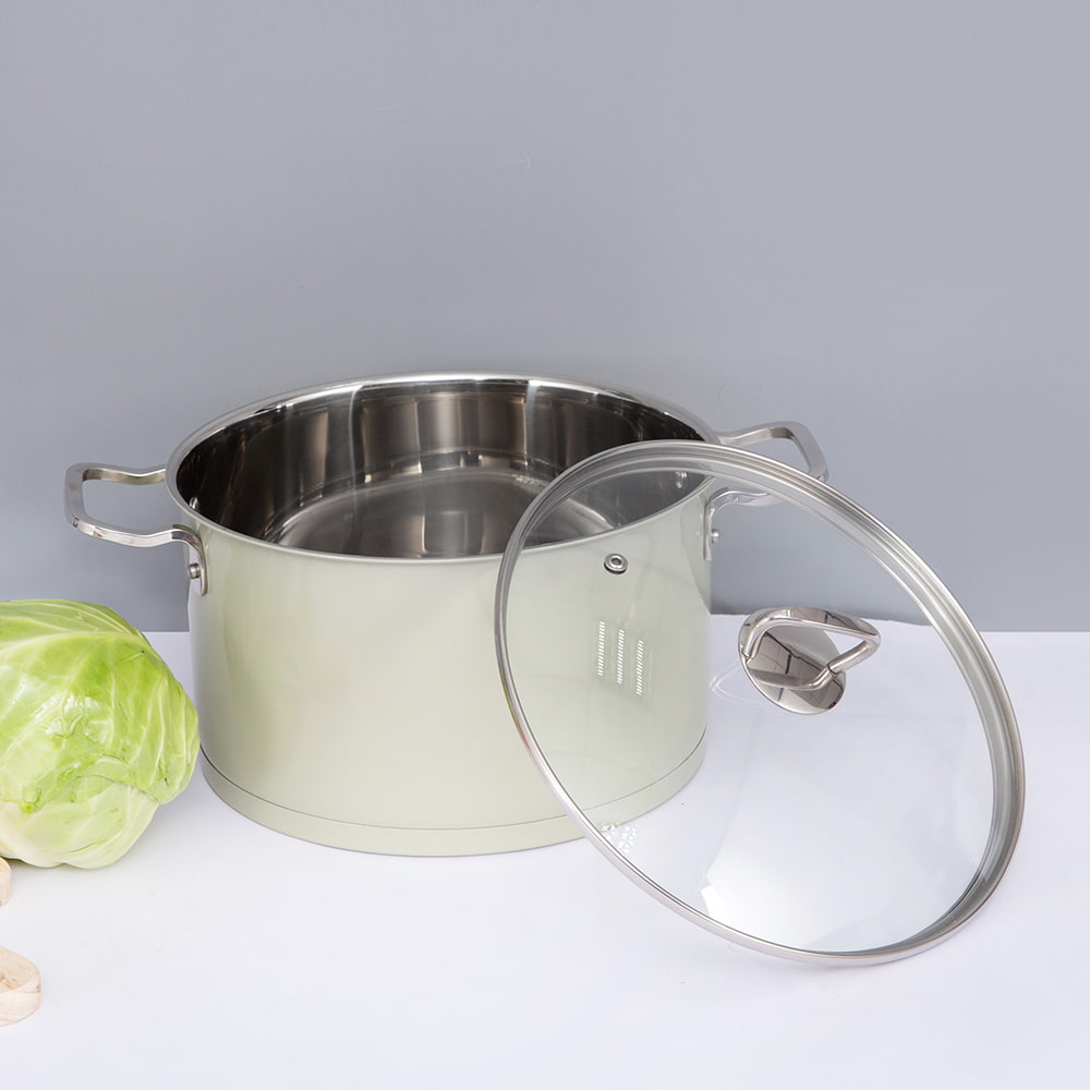 24X14cm Olive Green Food Safety Coated  Stainless Steel 304 Stockpot JY-2414L