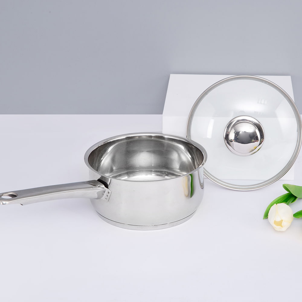 16*7.5CM Single side handle glass lid saucepan JY-1675ZX