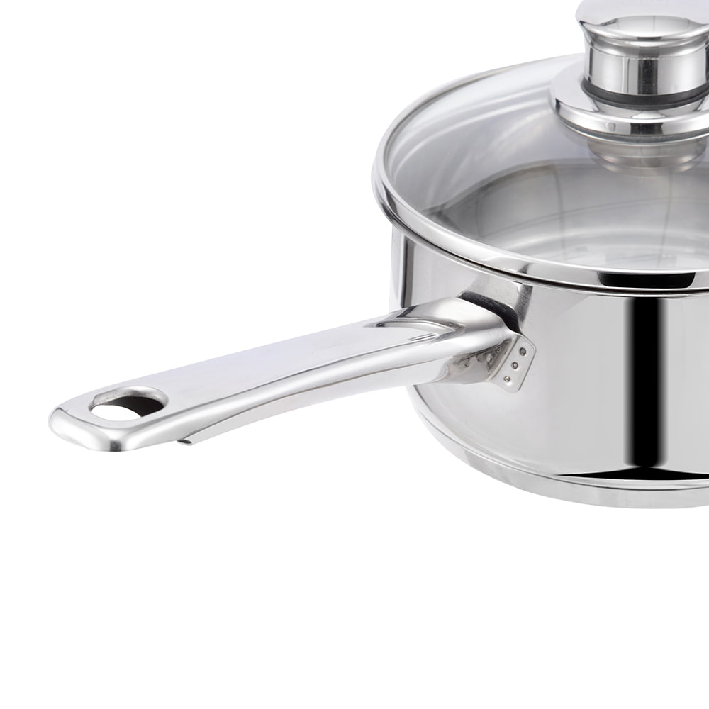 16*7.5CM Single side handle glass lid saucepan JY-1675ZX