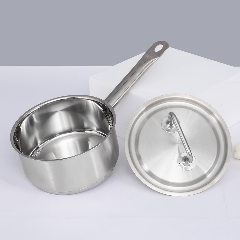 16*7.5CM Single long handle stainless steel lid saucepan JY-1675DGB