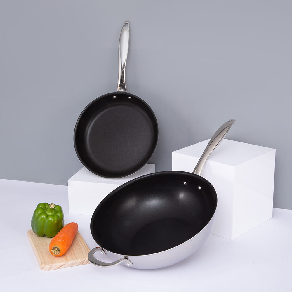 30*9.5CM Side handle and long handle frying pan without lid JY-3095SNT