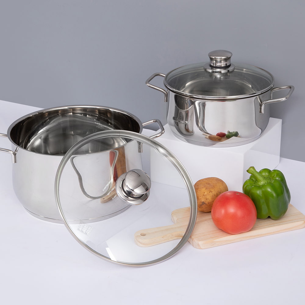 20*11.5CM Double side handle glass lid stockpot JY-20115ZX