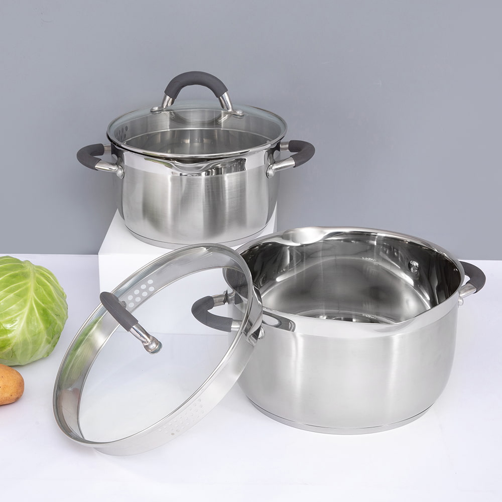 20*11.5CM Double side handle stockpot with glass lid  JY-20115DZ