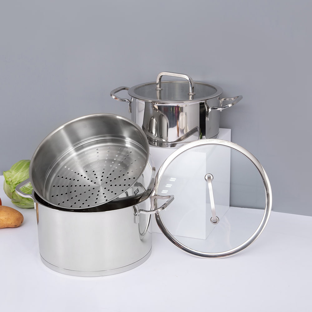 24*13.8CM Double side handle SUS304 lid stockpot JY-24138ZFD