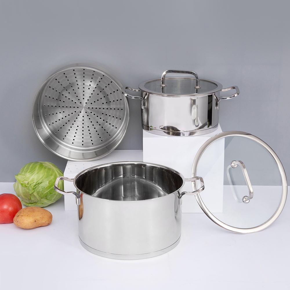 20*11.5CM Double side handle SUS304 lid stockpot JY-20115ZFD