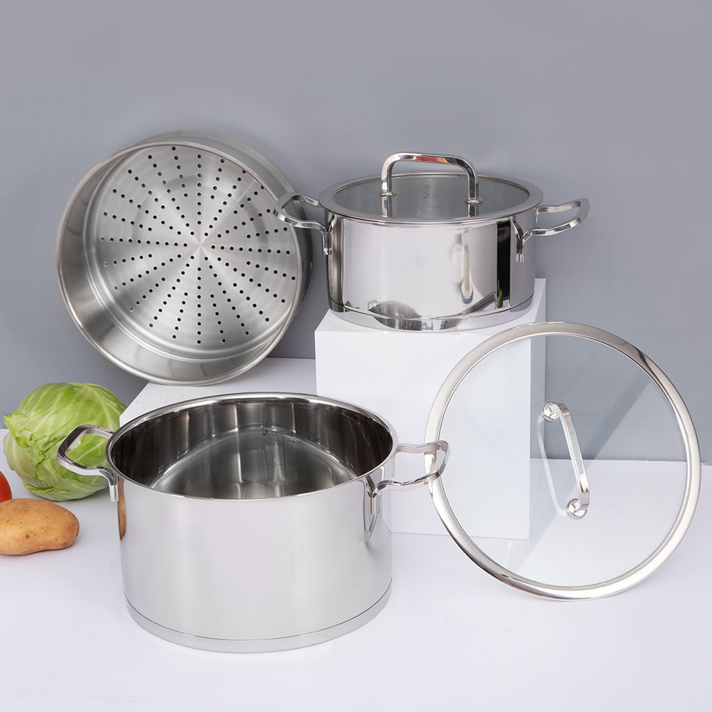 24*13.8CM Double side handle SUS304 lid stockpot JY-24138ZFD