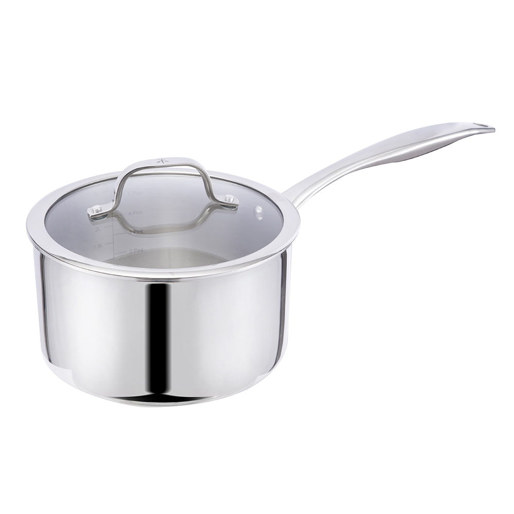 20*11.5CM Single long handle saucepan with wide edge lid JY-20115SN