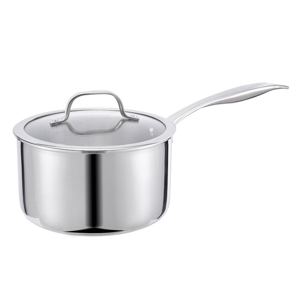 18*10.5CM Single long handle saucepan with wide edge lid JY-18105SN