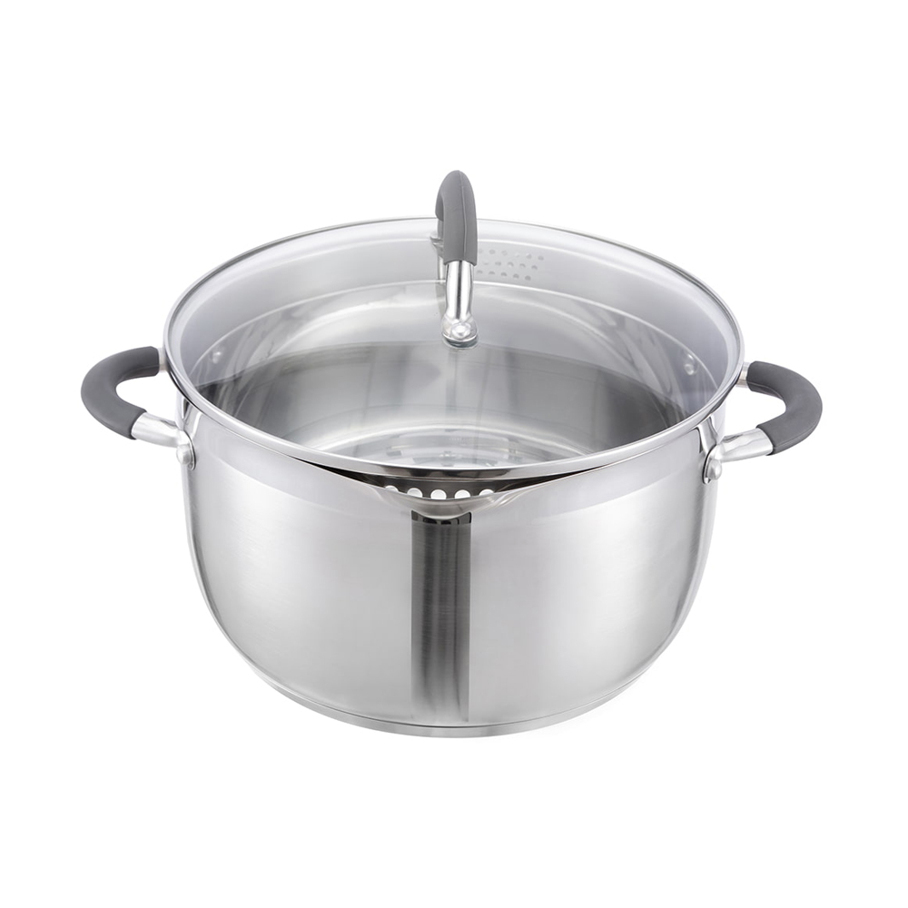 24*13.8CM Double side handle glass lid stockpot JY-24138DZ