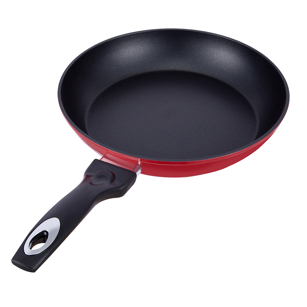 20*4.2cm black/red non-stick aluminum frying pan without lid JY-RF29-1-2042