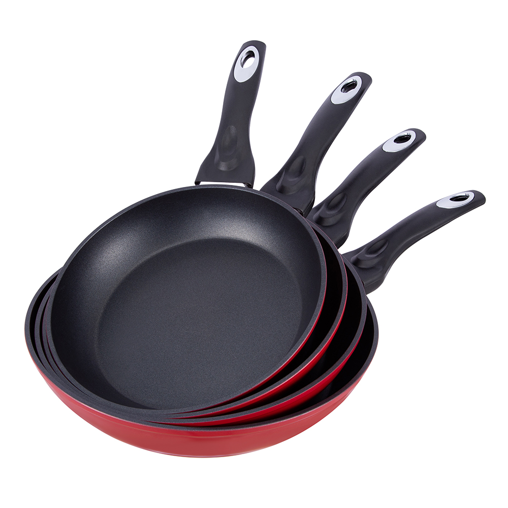 20*4.2cm black/red non-stick aluminum frying pan without lid JY-RF29-1-2042