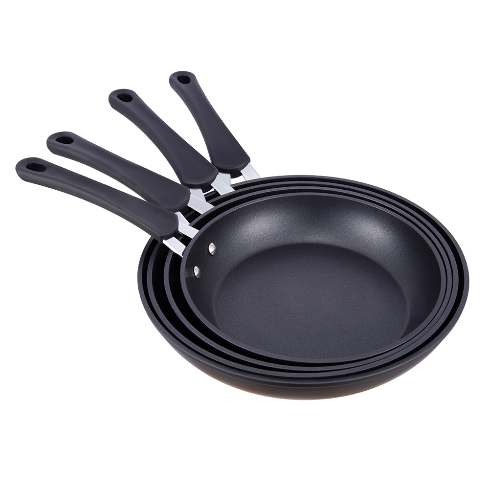 28*5.3cm black non-stick aluminum frying pan without lid