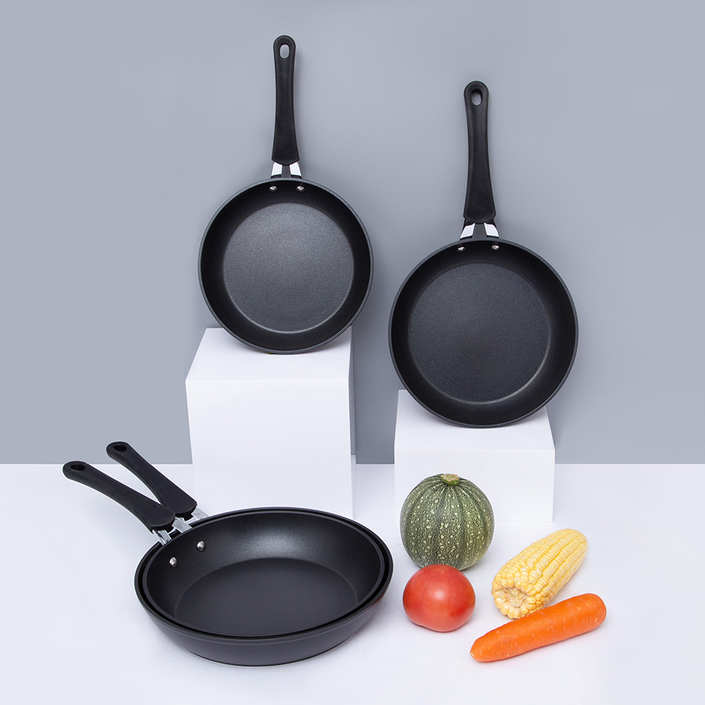 22*4.5cm black non-stick high temperature paint aluminum frying pan without lid JY-GWQ-2245