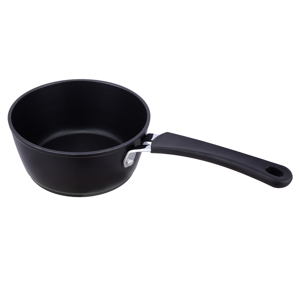 16*7.5cm black non-stick aluminum saucepan with glass lid JY-GWQ-1675