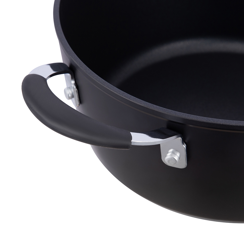 20*8.5cm black non-stick aluminum stockpot with glass lid JY-GWQ-2085