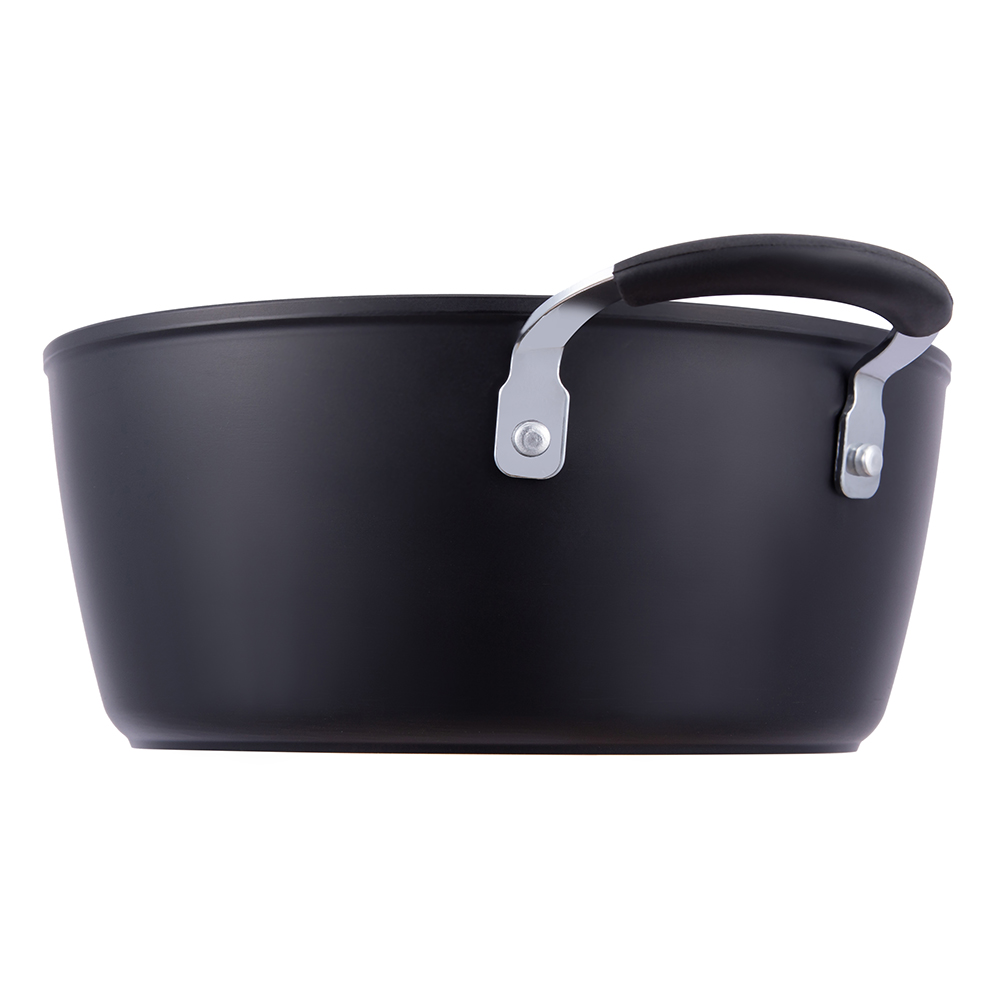 20*8.5cm black non-stick aluminum stockpot with glass lid JY-GWQ-2085