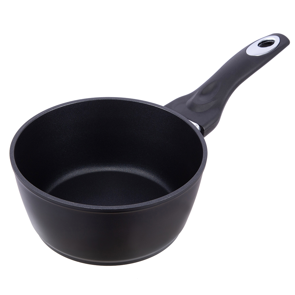 16*7.5cm black non-stick aluminum saucepan with glass lid JY-BF29-2-1675