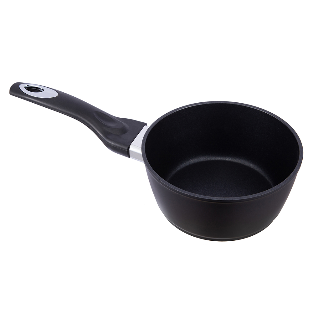 16*7.5cm black non-stick aluminum saucepan with glass lid JY-BF29-2-1675