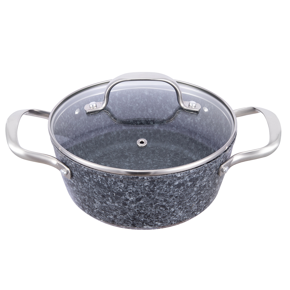 20*8.5cm granite coated non-stick aluminum stockpot with glass lid JY-HGYG-2-2085