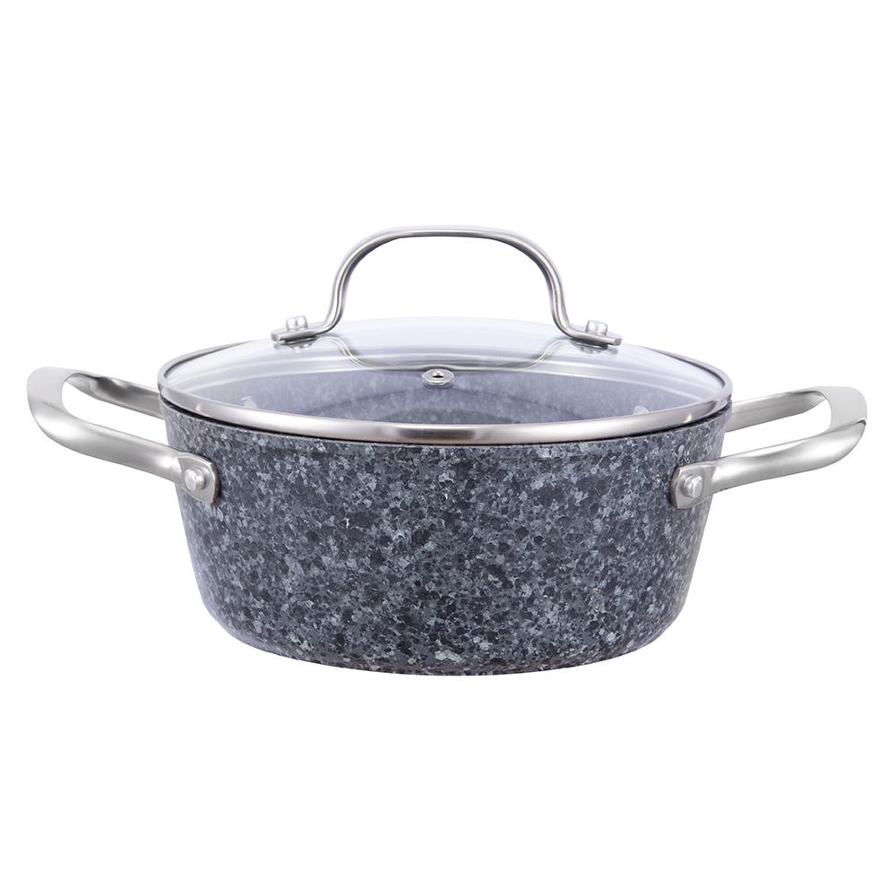 20*8.5cm granite coated non-stick aluminum stockpot with glass lid JY-HGYG-2-2085