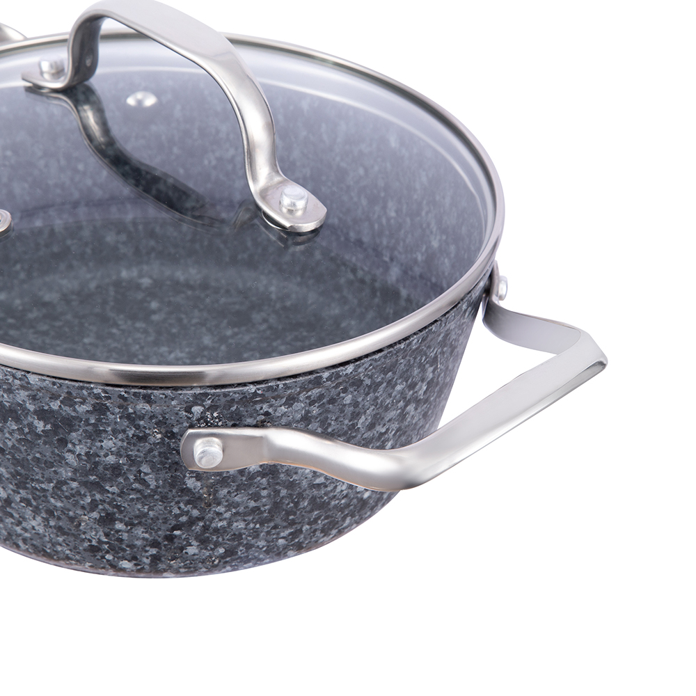 24*10.5cm granite coated non-stick aluminum stockpot with glass lid JY-HGYG-2-24105