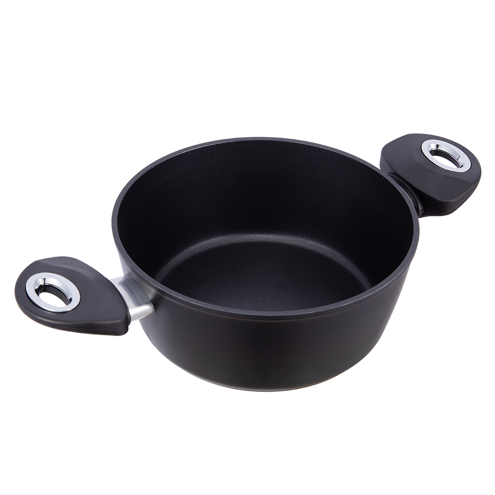 24*10.5cm black non-stick aluminum stockpot with glass lid JY-GWQ-24105